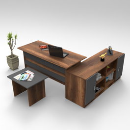 Hanah Home Vo10-Ba Conjunto de muebles de oficina Nogal y Antracita